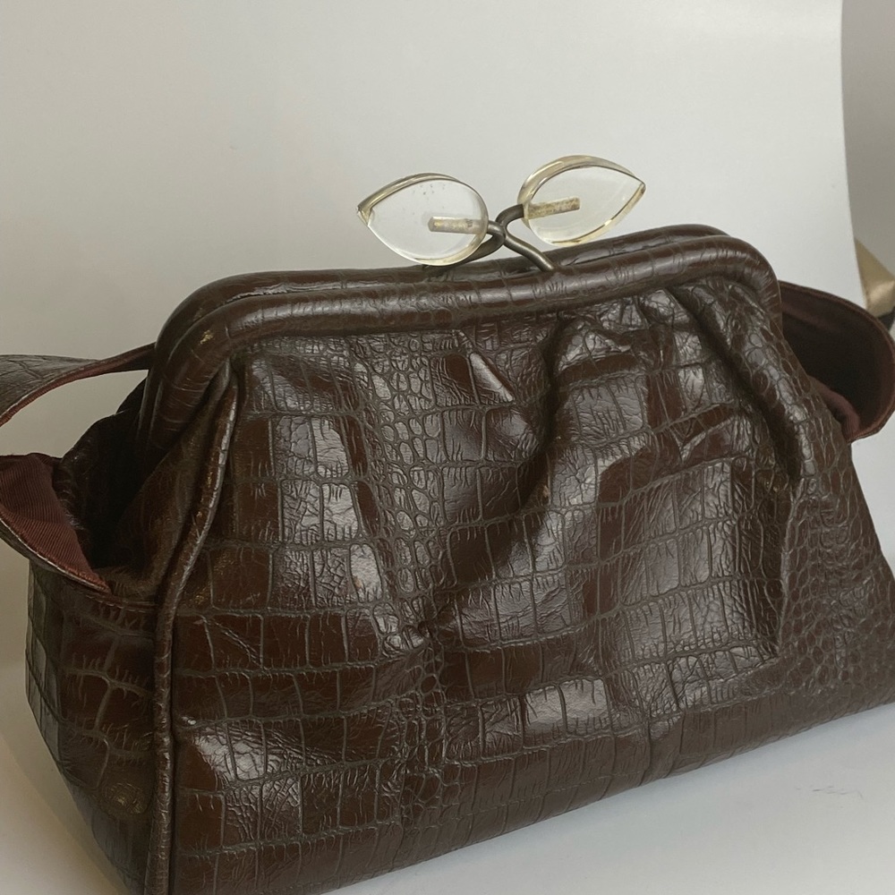 Vintage 70’s Brown Croc Textured Purse